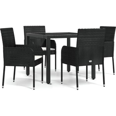 Maison Exclusive - 5-tlg. Garten-Essgruppe mit Kissen Schwarz Pol