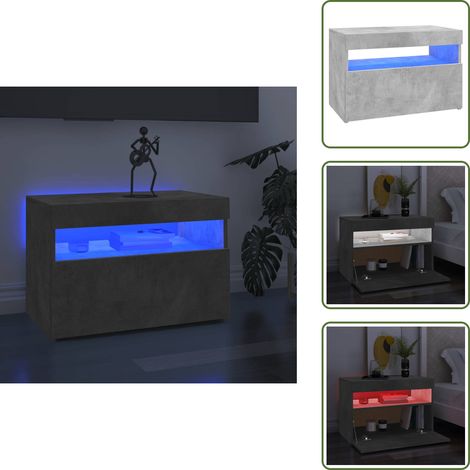 Meuble TV avec lumières LED gris béton 60x35x40 cm - Meuble Tv - Meuble Téléviseur - Télévision - Rangement Media - Luminaire Led
