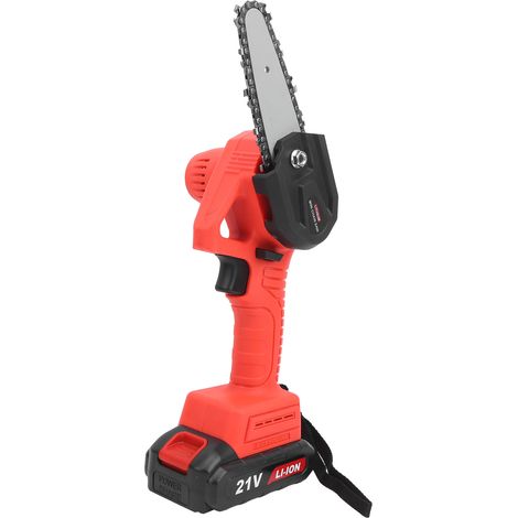 Scie à chaîne mini 4 pouces lithium-ion, tronçonneuse électrique sans fil 600W pour jardin, outil de coupe domestique portable, prise US 100-240V avec batterie intégrée expédiée, pack 1 batterie + 1 c (1/5)