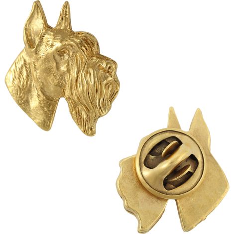 Schnauzer, Schnauzer II: un broche para perros en una caja decorativa, un elegante alfiler chapado en oro, un alfiler de solapa de Art-Dog. (1/5)