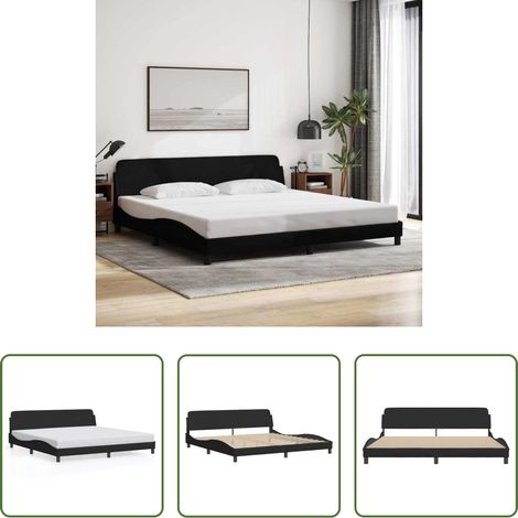 vidaXL Schlafzimmer - Bettgestell "Dover" Schwarz 200x200 cm Stoff (1/5)
