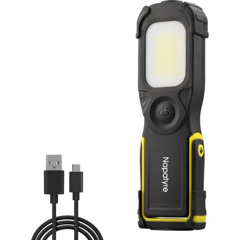 Lampe de Travail LED Rechargeable,1000 Lumens Baladeuse LED Mecanicien avec Base Magnétique, Rotation à 180° 3 Modes Lampe de Poche pour Réparation de Voiture Camping Urgence (1/5)
