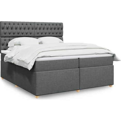 Boxspringbett mit Matratze Dunkelgrau 200x200 cm Stoff (1/5)