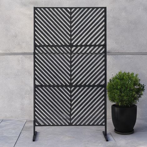 Clôture de jardin coloris noir en acier 122 x 45 x 198 cm (1/5)