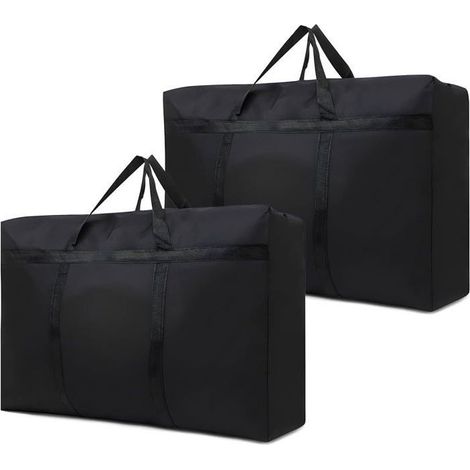 Lot de 2 grands sacs de rangement avec fermeture éclair, sacs de déménagement imperméables pour couette, couvertures et oreillers (1/5)