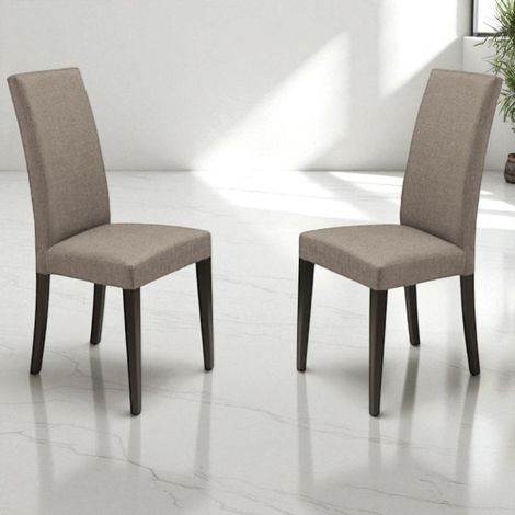 Sedia in tessuto Caffe'latte con gambe in legno DENVER 2 sedie (1/5)