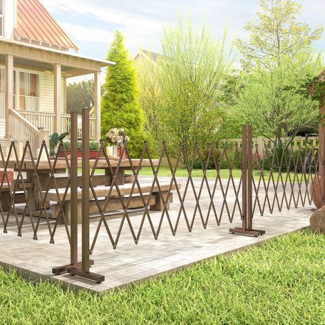 Portail ciseaux extensible 31-250 cm, barrière, portail ciseaux, jardin, aluminium, marron (1/5)