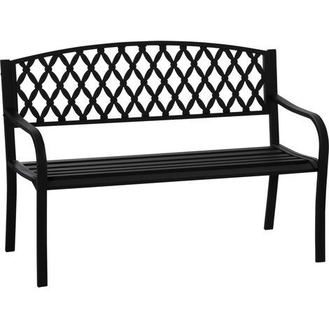 Panchina da Giardino 2 Posti 128x58,5x89 cm in Acciaio e Ghisa Nero (1/5)