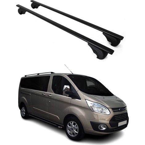 OMAC Dachträger Querträger für Ford Transit Custom I 2012-2023 – Abschließbar – Max. 75 kg – 2 Stangen Stahl Schwarz (1/5)