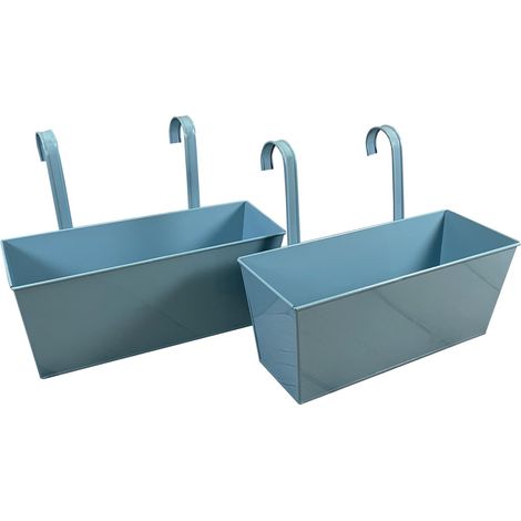 Duck Egg Blue Balcony Hanging Planters (Set of 2)