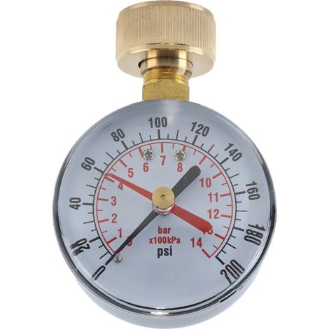 Testeur de pression d'eau universel 0-200 psi alliage d'aluminium fer filetage de tuyau 3/4" (1/5)