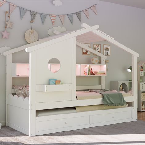 Bett Kinderbett mit Stauraum 90x200 Massivholz OKMYHOME (1/5)