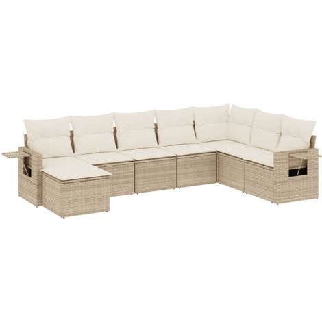 Maison Exclusive - Juego de sofás de jardín con cojines beige 8 p (1/3)