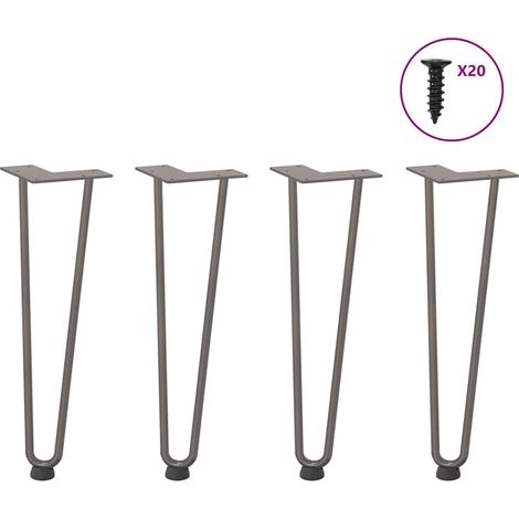 Haarnadelbeine für Couchtisch 4 Stk. Naturstahl 42 cm Massivstahl