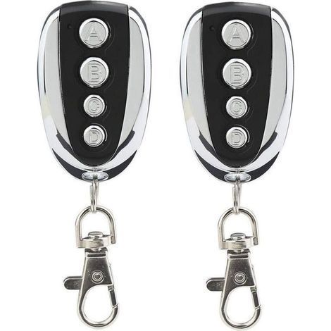 Lot de 2 télécommandes universelles pour porte de garage et portail 433.9 MHz avec quatre canaux - Remplacement idéal (1/4)