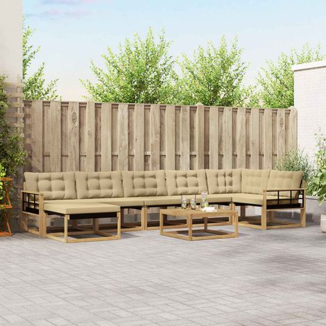 vidaXL Outdoor-Sofagarnitur 8 Stk. Weiß und Beige Massivholz Akazie (1/5)