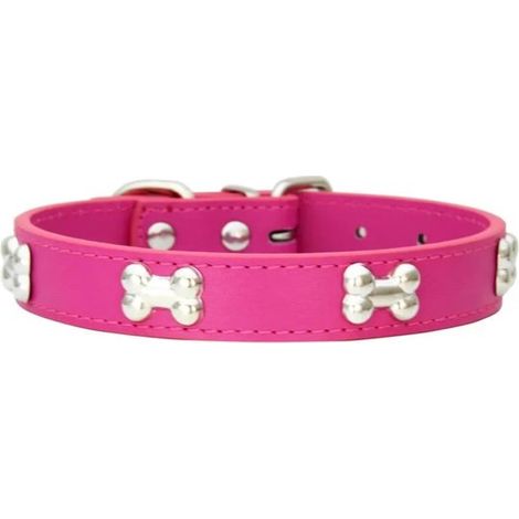 Collar de cuero para perros,collar colorido para cachorros,para perros y gatos pequeños,medianos y grandes,carlinos y chihuahuas (rosa (1/4)