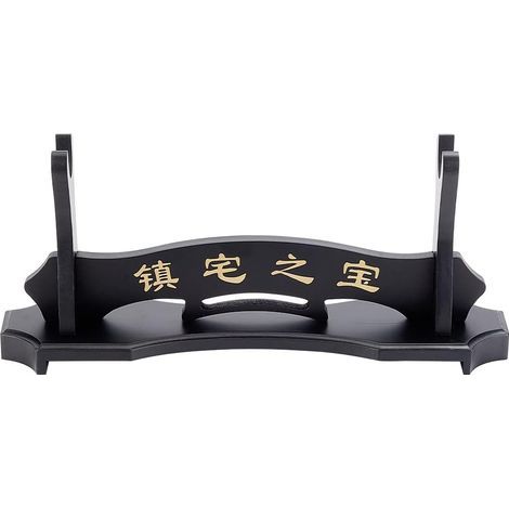 Support pour katana, râtelier en bois, présentoir pour sabres de samouraï, support noir avec caractères chinois pour katana, wakizashi et tanto - 1 étage