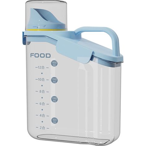 Boîte De Rangement Alimentaire Étanche - Contenant Pour Riz Céréales Farine - Avec Bec Verseur Et Cuillère-Mesure - 2000 ml - En PP Transparent (1/5)