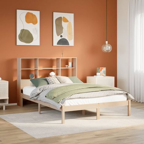 Bookcase Bed without Mattress 150x200 cm King Size Solid Wood Pine vidaXL (1/5)