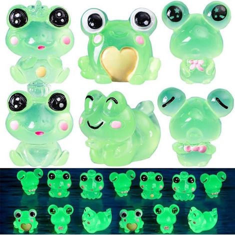Kleine Harz-Frosch-Leuchtfigur, elfischer Miniatur-Ornament für Gartendekoration.