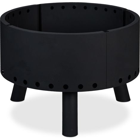 Brasero de jardin avec protection bouclier thermal 58,5 cm en acier noir (1/5)
