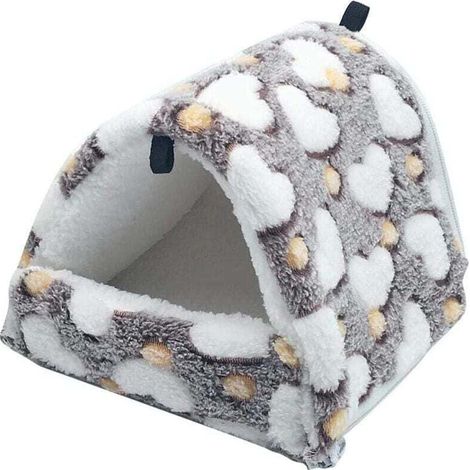 Lit en peluche pour rongeurs, petite maison pour hamster, jouet hamac, lit, cabane pour cochons d'Inde, lapins, chinchillas, furets, marron (1/4)