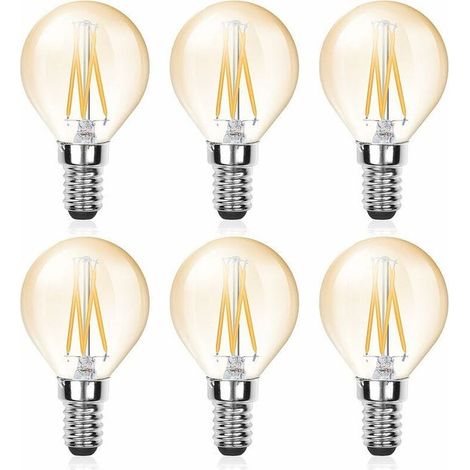 Pcs Ampoule LED E14 Filament G45, 4W (Equivalent 40W), E14 Candélabre Dimmable, Ambre Glow, Ampoule Vintage Blanc Froid 6000K, 220V 380lm (1/4)