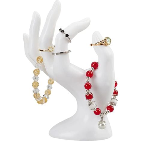 PH PandaHall Porte-Main Anneau Blanc, OK Forme Main Porte-Bijoux Présentoir à Bijoux Porte-Bijoux Mannequin Main pour Bagues Bracelets Montre Accessoires Photo Décoration de la Maison, 7.1x11.5x18cm (1/5)