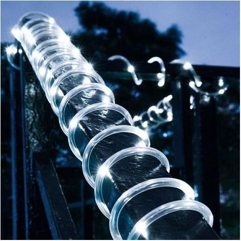 12M Solaire Ruban Lumineux,100 LED Guirlande lumineuse de Corde Imperméable Extérieur Tube Rope Guirlande Lumineuse pour Nol Jardin cour Chemin Clture Arbre Backyard (blanc) (1/5)
