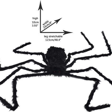 Araignée lumineuse géante de 127 cm avec toile, décoration d'Halloween réaliste et effrayante (accessoires électroniques) (1/5)