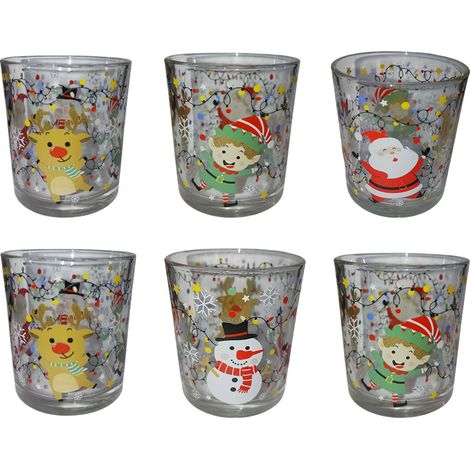 6 bicchieri decori natale gnomo elfo babbo natale renna rosso merry christmas decorazione tavola natalizia addobbi di casa cl25 idea regalo
