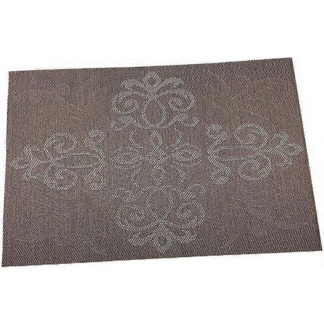 Ensemble de 6 sets de table de luxe en vinyle tissé à motifs croisés, résistants à la chaleur, antidérapants et faciles à nettoyer. (1/4)