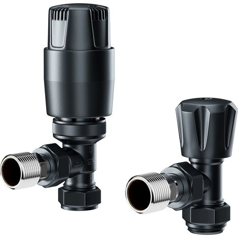 Dias Anthracite Thermostatic Angled Radiator Valves (1/5)