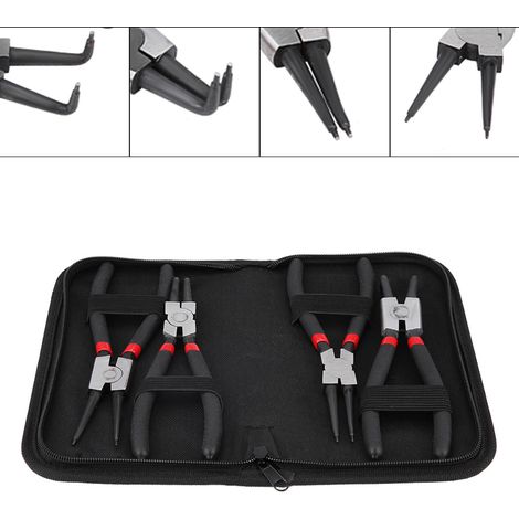 Lot de 4 Pince Circlips - Pince à Circlips Interieur et Extérieur de 18cm (7") Droites et Courbées avec Ressorts Durables et Poignées Antidérapantes - Avec un Étui de Rangement (1/5)