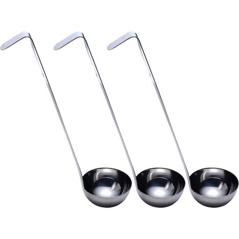 Lot 3 louches soupe inox 15 mm épaisseur 60 cc, robustes pour maison, buffet ou restaurant