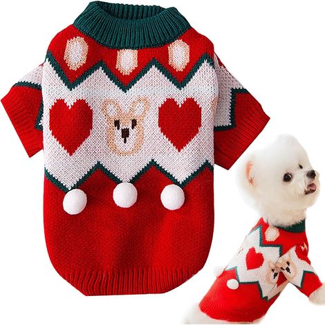 Christmas Dog Sweater Puppy Sweater for Pets, Soft Knitted Dog