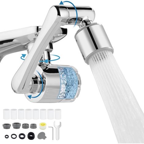 Robinet de Rallonge Multifonctionnel pivotant à 1080° Robinet avec 8 Filtre,Extension Robinet en Laiton,2 Modes Embout Robinet Mousseur Pour Robinets (1/5)