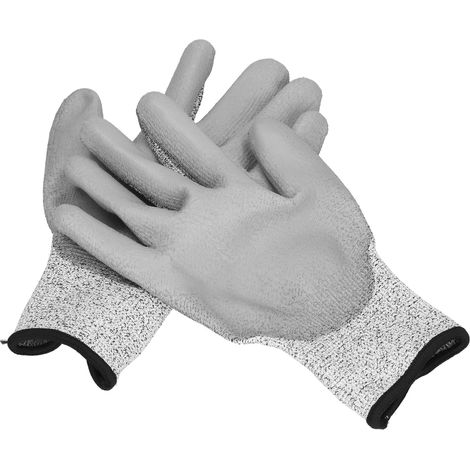 Lot de 2 paires de gants gris anti-coupures, niveau de protection 5, enduits de HPPE, pour le jardinage et les activités de plein air. (1/5)