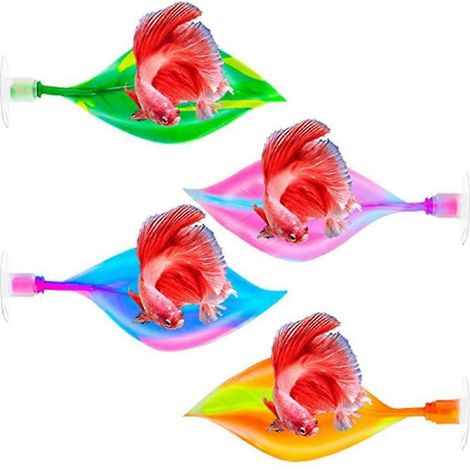 Ensemble de poissons d'aquarium avec dégradé de couleurs, lit pour betta, hamac en forme de feuille, décoration, aménagement paysager, simulant les lieux de ponte et de repos des poissons betta, biolo (1/5)