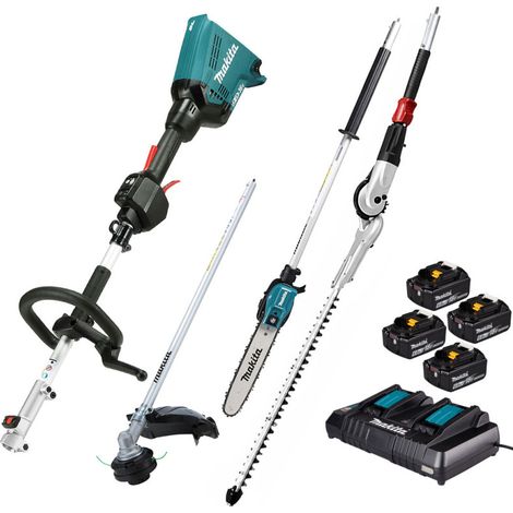 MAKITA Pack Outil Multifonctions 36V DUX60 + Coupe-Herbe + Perche élagueuse + Taille-haies + 4 batt 6Ah + Chargeur double