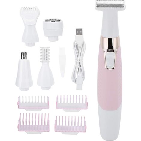 Rasoir Électrique pour Femmes, Tondeuse à Épilateur Facial 5 en 1 pour le Visage, les Sourcils, les Poils du Nez, les Jambes, les Aisselles et la Ligne de Bikini (1/5)