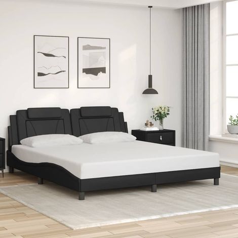 Cadre de lit Viana sans matelas noir 180x200 cm similicuir (1/5)