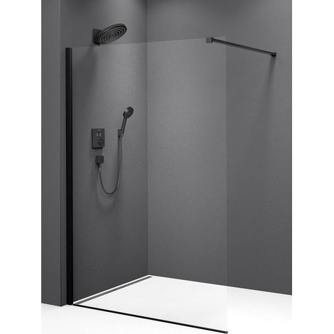 Polysan Modular Shower - Paroi de douche 90x200 cm, verre transparent/noir mat MS1-90B (1/4)