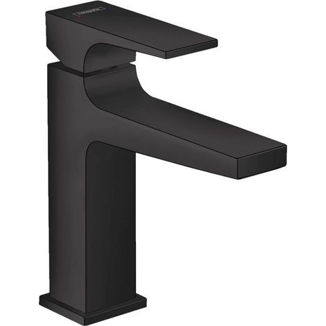mitigeur de lavabo 110 poignée manette, bonde Push-Open noir mat