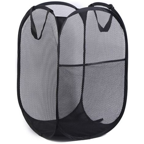 Sac Panier à Linge Sale Pliable - Paniere Rangement Corbeille a Linge avec Poignée 58 x 36 x 36 cm (Noir) (1/4)