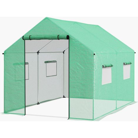 Foliengewächshaus 2x3x2m winddicht mit Rollfenster & UV-Schutz, ideal für Tomaten, stabile Stahlkonstruktion in Grün