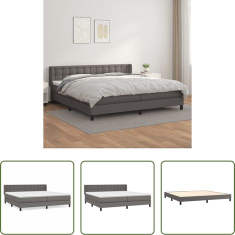 vidaXL Matratze - Boxspringbett mit Matratze Grau 200x200 cm Kunstleder (1/5)