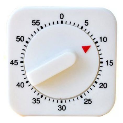 Minuteur mécanique carré 60 minutes - Minuteur de cuisson visuel avec alarme sonore - Fonctionne sans piles - Blanc (1/4)
