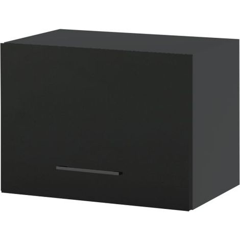 Meuble haut SLIM de cuisine Lovia Noir Mat 1 porte relevable L 50 cm - Porte avec poignée apparente   Black